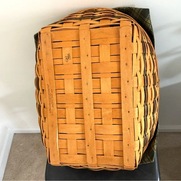 1998 Longaberger Traditions Collections Hospitality Basket w/Green Plaid Liner - Picture 4 of 7